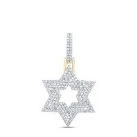 10K Yellow Gold Natural Diamond Star David Charm 1 Cttw