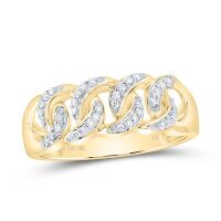 10K Yellow Gold Natural Diamond Cuban Band 0.25 Cttw