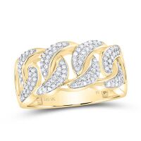 10K Yellow Gold Natural Diamond Cuban Band 0.50 Cttw