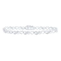 Sterling Silver Natural Diamond Infinity Heart Bracelet 7 Inch 0.33 Cttw