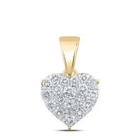 10K Yellow Gold Natural Diamond Heart Pendant 0.14 Cttw