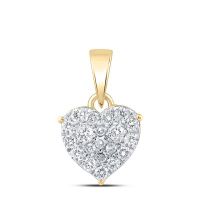 10K Yellow Gold Natural Diamond Heart Pendant 0.25 Cttw