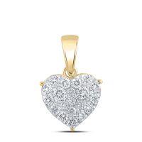 10K Yellow Gold Natural Diamond Heart Pendant 0.50 Cttw