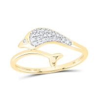 10K Yellow Gold Natural Diamond Dolphin Ring 0.10 Cttw