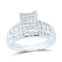 Sterling Silver Diamond Invisible Cindy Ring 0.75 Cttw