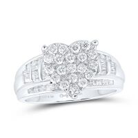 Sterling Silver Diamond Heart Ring 1 Cttw