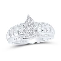 10K White Gold Natural Diamond Pear Ring 0.50 Cttw