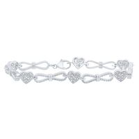 Sterling Silver Natural Diamond Heart Bracelet 7 Inch 0.33 Cttw