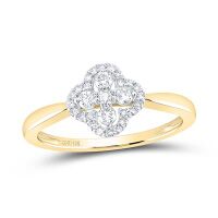 10K Yellow Gold Natural Diamond Clover Ring 0.25 Cttw