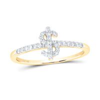 10K Yellow Gold Natural Diamond Dollar Sign Ring 0.20 Cttw