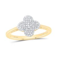 10K Yellow Gold Natural Diamond Clover Ring 0.20 Cttw