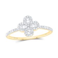 10K Yellow Gold Natural Diamond Clover Ring 0.33 Cttw