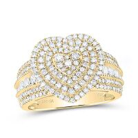 10K Yellow Gold Natural Diamond Heart Ring 1 Cttw
