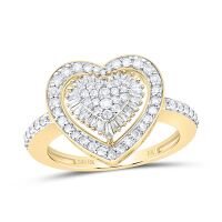 10K Yellow Gold Natural Diamond Heart Ring 0.63 Cttw