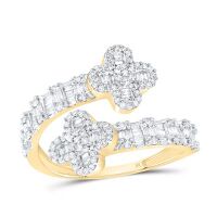 10K Yellow Gold Natural Diamond Clover Ring 0.75 Cttw