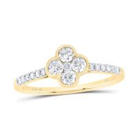 10K Yellow Gold Natural Diamond Clover Ring 0.50 Cttw