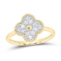 10K Yellow Gold Natural Diamond Clover Ring 0.33 Cttw