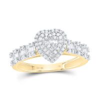 10K Yellow Gold Natural Diamond Heart Ring 0.50 Cttw