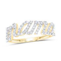 10K Yellow Gold Natural Diamond Mama Ring 0.20 Cttw