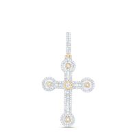 10K Yellow Gold Natural Diamond Cross Men%27s Charm 1.38 Cttw