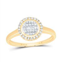 10K Yellow Gold Natural Diamond Round Ring 0.25 Cttw