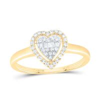 10K Yellow Gold Natural Diamond Heart Ring 0.20 Cttw