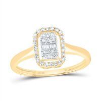 10K Yellow Gold Natural Diamond Emerald Ring 0.20 Cttw