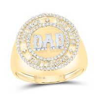 10K Yellow Gold Natural Diamond Dad Men%27s Ring 0.33 Cttw