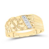10K Yellow Gold Natural Diamond Nugget Men%27s Ring 0.10 Cttw