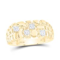 10K Yellow Gold Natural Diamond Nugget Men%27s Ring 0.33 Cttw
