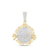 10K Yellow Gold Natural Diamond Money Over Every Thing Men%27s Charm 1 Cttw