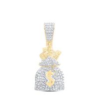 10K Yellow Gold Natural Diamond Money Men%27s Charm 0.63 Cttw