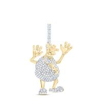 10K Yellow Gold Natural Diamond Dollar Money Men%27s Charm 0.88 Cttw