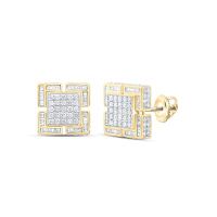 10K Yellow Gold Natural Diamond Square Men%27s Earring 1.63 Cttw