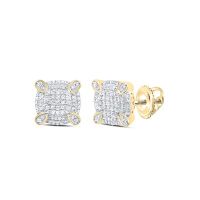 10K Yellow Gold Natural Diamond Cushion Men%27s Earring 0.63 Cttw