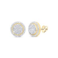 10K Yellow Gold Natural Diamond Round Men%27s Earring 0.50 Cttw