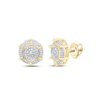 10K Yellow Gold Natural Diamond Round Men%27s Earring 0.50 Cttw