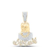 10K Yellow Gold Natural Diamond Big Dawg Men%27s Charm 1.33 Cttw