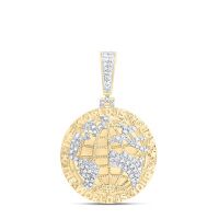 10K Yellow Gold Natural Diamond The World Is Yours Men%27s Charm 0.33 Cttw