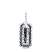 10K White Gold Natural Diamond Dog Tag Charm 1.33 Cttw