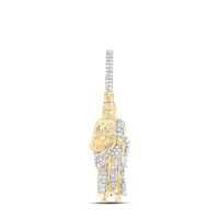 10K Yellow Gold Natural Diamond Jesus Men%27s Charm 0.25 Cttw