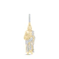 10K Yellow Gold Natural Diamond Jesus Men%27s Charm 0.63 Cttw