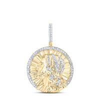 10K Yellow Gold Natural Diamond Jesus Men%27s Charm 0.50 Cttw