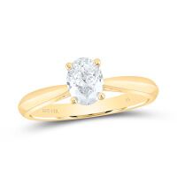 14K Yellow Gold Natural Diamond Oval Solitaire Ring 0.25 Cttw