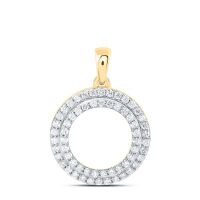14K Yellow Gold Natural Diamond Circle Pendant 0.38 Cttw