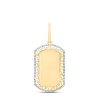 10K Yellow Gold Natural Diamond Dog Tag Memory Charm 0.33 Cttw