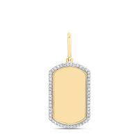 10K Yellow Gold Natural Diamond Dog Tag Memory Charm 0.63 Cttw