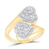 10K Yellow Gold Natural Diamond Heart Ring 0.50 Cttw