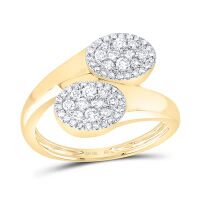 10K Yellow Gold Natural Diamond Oval Ring 0.50 Cttw