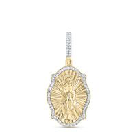 10K Yellow Gold Natural Diamond Virgin Prayer Men%27s Charm 0.38 Cttw